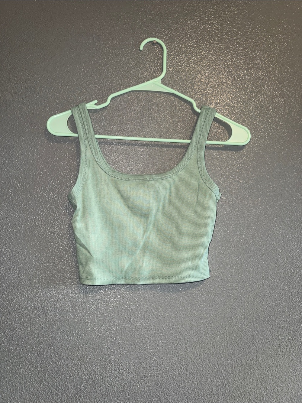 SHEIN Sage Green Ribbed Crop Tank